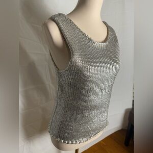 Deluc Silver Embellished Fitted Tank Top